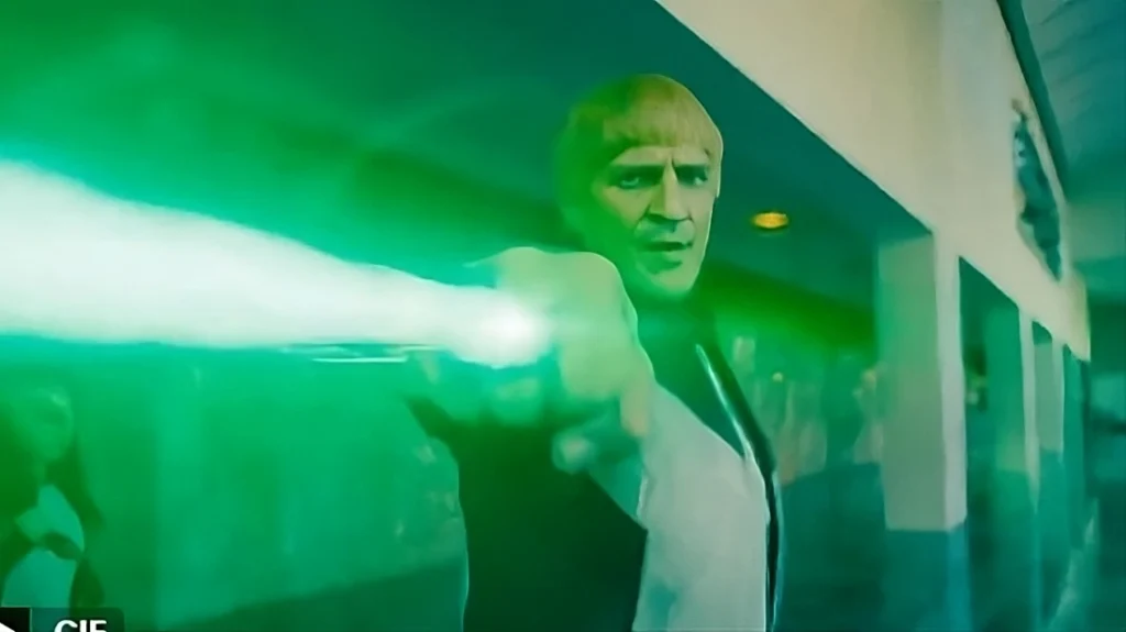 Nathan Fillion portraying Guy Gardner, the Green Lantern, in a promotional image for the upcoming DC film.
