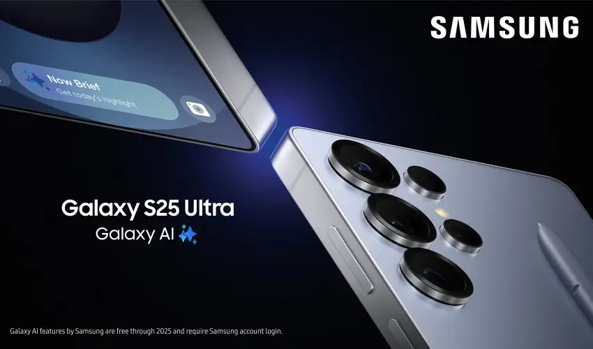 Trendsnip Samsung Galaxy S25 smartphone showcasing AI features and Qualcomm chips.
